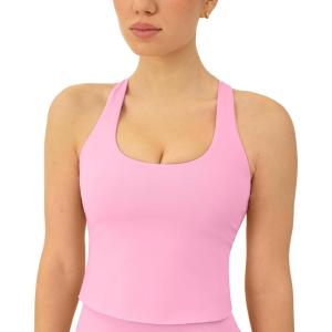 imageRacerback Workout Tank Tops for Women Built in Bra  Medium Support Scoop Athletic Tank Top Shelf Bra HiPerformPetal