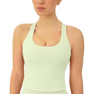 imageRacerback Workout Tank Tops for Women Built in Bra  Medium Support Scoop Athletic Tank Top Shelf Bra HiPerformPistachio