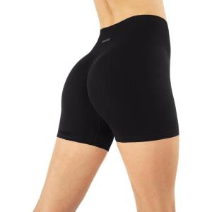 imageSeamless Shorts  Sculpting Compression High Waisted 45quot ampamp 6quot Scrunch Butt Ribbed SculptForm Biker ShortsBlack
