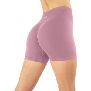imageSeamless Shorts  Sculpting Compression High Waisted 45quot ampamp 6quot Scrunch Butt Ribbed SculptForm Biker ShortsBlush