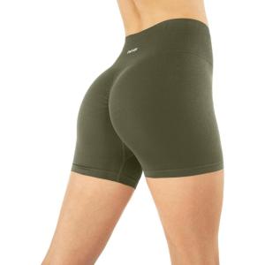 imageSeamless Shorts  Sculpting Compression High Waisted 45quot ampamp 6quot Scrunch Butt Ribbed SculptForm Biker ShortsOlive