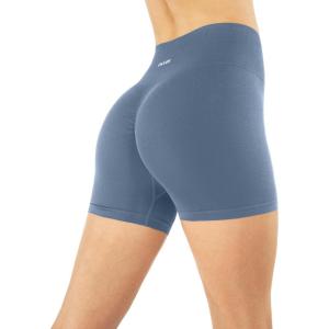 imageSeamless Shorts  Sculpting Compression High Waisted 45quot ampamp 6quot Scrunch Butt Ribbed SculptForm Biker ShortsStone