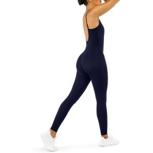 imageWorkout One Piece Jumpsuits for Women  Adjustable Straps Low Back Shelf Bra FullLength Gym Romper  HiPerformBlue