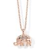 imagePAVOI 14K Gold Plated Dainty Cubic Zirconia Pendant Necklace for Women  Dot Elephant Butterfly Pineapple Lock Knot Palm Tree Bow Smiley Pendant  Layering Chain NecklacesRose Gold
