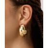 imagePAVOI 14K Gold Plated Sterling Silver Post Split Huggie Earrings  RoseWhiteYellow Gold Earrings for WomenChunky