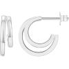 imagePAVOI 14K Gold Plated Sterling Silver Post Split Huggie Earrings  RoseWhiteYellow Gold Earrings for WomenDouble