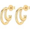 imagePAVOI 14K Gold Plated Sterling Silver Post Split Huggie Earrings  RoseWhiteYellow Gold Earrings for WomenDouble