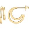 imagePAVOI 14K Gold Plated Sterling Silver Post Split Huggie Earrings  RoseWhiteYellow Gold Earrings for WomenDouble