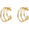 imagePAVOI 14K Gold Plated Sterling Silver Post Split Huggie Earrings  RoseWhiteYellow Gold Earrings for WomenTriple