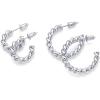 imagePAVOI 14K Gold Plated Twisted Rope Round Hoop Earrings in Rose White and Yellow GoldWhite Gold