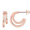 imagePAVOI 14K Gold Plated Sterling Silver Post Split Huggie Earrings  RoseWhiteYellow Gold Earrings for WomenDouble