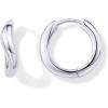 imagePAVOI 14K Gold Plated Sterling Silver Posts Wavy Huggie Hoops  Twisted Wave Hoop Earrings for WomenWhite Gold