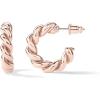 imagePAVOI 14K Gold Plated Twisted Rope Round Hoop Earrings in Rose White and Yellow GoldRose Gold