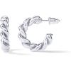imagePAVOI 14K Gold Plated Twisted Rope Round Hoop Earrings in Rose White and Yellow GoldWhite Gold