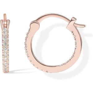 imagePAVOI 14K Gold Plated 925 Sterling Silver Post Cubic Zirconia Hoop Earrings 3015mmRose Gold