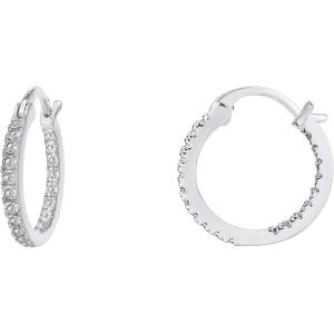 imagePAVOI 14K Gold Plated 925 Sterling Silver Post Cubic Zirconia Hoop Earrings 3015mmWhite Gold
