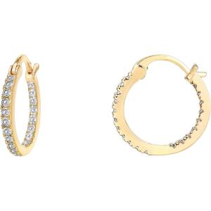 imagePAVOI 14K Gold Plated 925 Sterling Silver Post Cubic Zirconia Hoop Earrings 3015mmYellow Gold