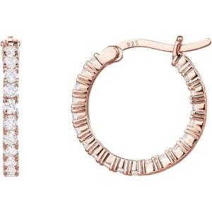 imagePAVOI 14K Gold Plated 925 Sterling Silver Post Cubic Zirconia Hoop Earrings for Women  Elegant Inside Out CZ Stone Hoop EarringsRose Gold