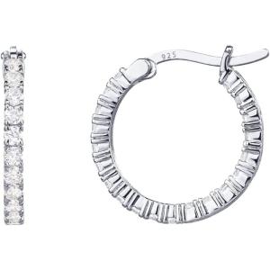 imagePAVOI 14K Gold Plated 925 Sterling Silver Post Cubic Zirconia Hoop Earrings for Women  Elegant Inside Out CZ Stone Hoop EarringsWhite Gold