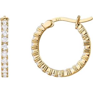 imagePAVOI 14K Gold Plated 925 Sterling Silver Post Cubic Zirconia Hoop Earrings for Women  Elegant Inside Out CZ Stone Hoop EarringsYellow Gold