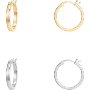 imagePAVOI 14K Gold Plated 925 Sterling Silver Post Lightweight Hoops  20mm  30mm Earring  Gold Hoop Earrings for WomenYellow  White Gold