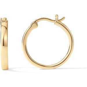 imagePAVOI 14K Gold Plated 925 Sterling Silver Post Lightweight Hoops  20mm  30mm Earring  Gold Hoop Earrings for WomenYellow Gold