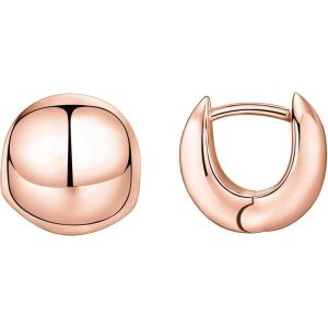 imagePAVOI 14K Gold Plated 925 Sterling Silver Post Ultra Thick Huggie Earring  Womens Mini Hoop Earrings  Gold Plated Small HoopsRose Gold
