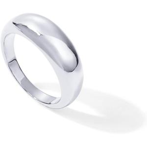 imagePAVOI 14K Gold Plated Chunky Dome Ring Puffy Dome Stackable Rings  Chunky Signet Ring for WomenWhite Gold