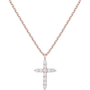 imagePAVOI 14K Gold Plated Cubic Zirconia Cross Necklace for Women  Cross Faith Pendant NecklacesRose Gold