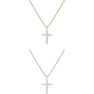imagePAVOI 14K Gold Plated Cubic Zirconia Cross Necklace for Women  Cross Faith Pendant NecklacesWhite  Yellow Pack