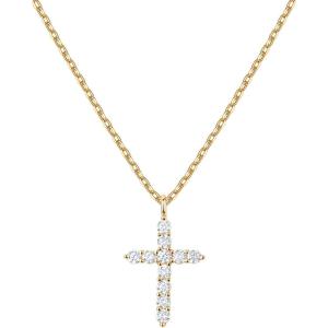 imagePAVOI 14K Gold Plated Cubic Zirconia Cross Necklace for Women  Cross Faith Pendant NecklacesYellow Gold