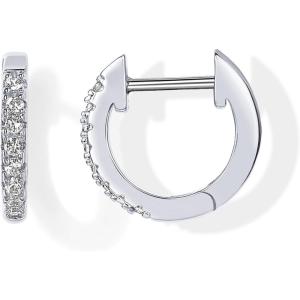 imagePAVOI 14K Gold Plated Cubic Zirconia Cuff Earrings Huggie StudWhite Gold