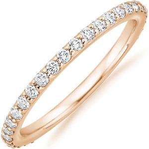 imagePAVOI 14K Gold Plated Cubic Zirconia Diamond Stackable Eternity Bands for WomenRose Gold