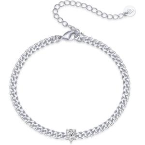 imagePAVOI 14K Gold Plated Cubic Zirconia Solitaire Diamond Bracelet  Bridesmaid Bracelets  Curb Cable Bracelets for WomenChunky  White Gold