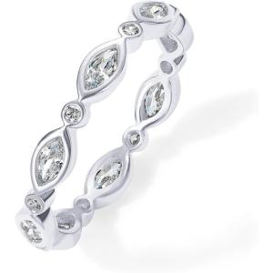 imagePAVOI 14K Gold Plated Cubic Zirconia Stackable Ring  Marquise Eternity Band For Women  Plated Gold Stacking RingWhite Gold