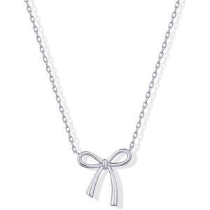 imagePAVOI 14K Gold Plated Dainty Cubic Zirconia Pendant Necklace for Women  Dot Elephant Butterfly Pineapple Lock Knot Palm Tree Bow Smiley Pendant  Layering Chain NecklacesWhite Gold