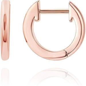 imagePAVOI 14K Gold Plated Gold Vermeil S925 Sterling Silver Cuff Earrings Huggie Stud  Small Hoop Earrings for WomenRose Gold