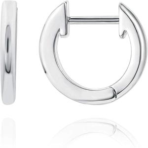 imagePAVOI 14K Gold Plated Gold Vermeil S925 Sterling Silver Cuff Earrings Huggie Stud  Small Hoop Earrings for WomenWhite Gold