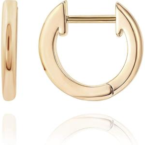 imagePAVOI 14K Gold Plated Gold Vermeil S925 Sterling Silver Cuff Earrings Huggie Stud  Small Hoop Earrings for WomenYellow Gold