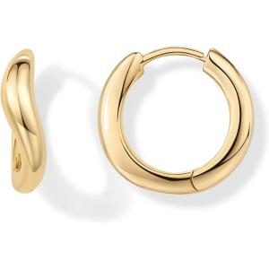 imagePAVOI 14K Gold Plated Sterling Silver Posts Wavy Huggie Hoops  Twisted Wave Hoop Earrings for WomenYellow Gold