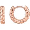 imagePAVOI 14K Gold Plated 925 Sterling Silver Post Twisted Huggie Earring  Womens Mini Hoop EarringsRose Gold