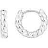 imagePAVOI 14K Gold Plated 925 Sterling Silver Post Twisted Huggie Earring  Womens Mini Hoop EarringsWhite Gold