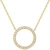 imagePAVOI 14K Gold Plated Circle CZ Solitaire Necklace  Elegant Bezel Pendant  Dainty Cubic Zirconia Halo Choker Necklaces for WomenVermeil Yellow