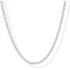 imagePAVOI 14K Gold Plated Curb Paperclip Box Sphere Bead Snake Herringbone and Figaro Chain Adjustable NecklaceWhite Gold
