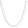 imagePAVOI 14K Gold Plated Curb Paperclip Box Sphere Bead Snake Herringbone and Figaro Chain Adjustable NecklaceWhite Gold