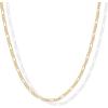 imagePAVOI 14K Gold Plated Curb Paperclip Box Sphere Bead Snake Herringbone and Figaro Chain Adjustable NecklaceYellow Gold