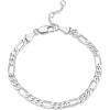 imagePAVOI 14K Gold Plated PaperclipCurbFigaro Chain Adjustable Bracelet for WomenWhite Gold