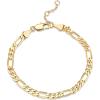 imagePAVOI 14K Gold Plated PaperclipCurbFigaro Chain Adjustable Bracelet for WomenYellow Gold