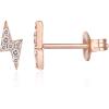 imagePAVOI 14K Gold Plated Sterling Silver Celestial Lightning Bolt Moon and Star Earrings  Dainty Earrings for WomenRose Gold