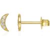 imagePAVOI 14K Gold Plated Sterling Silver Celestial Lightning Bolt Moon and Star Earrings  Dainty Earrings for WomenYellow Gold